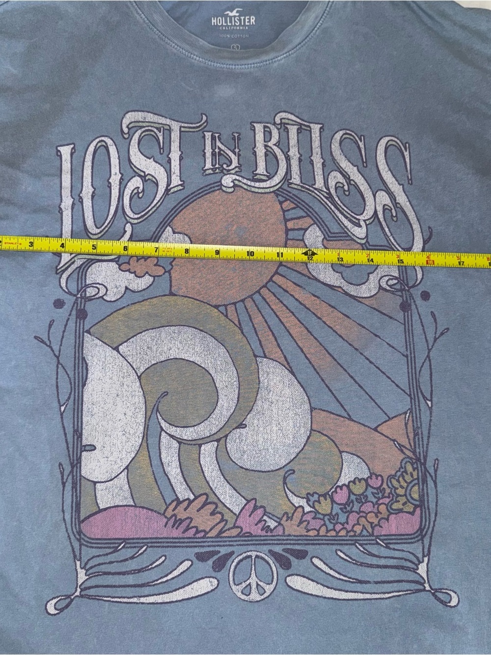 Hollister 100% Cotton ‘Lost in Bliss’ Light Blue Oversized Graphic Tee - S - Picture 7 of 9